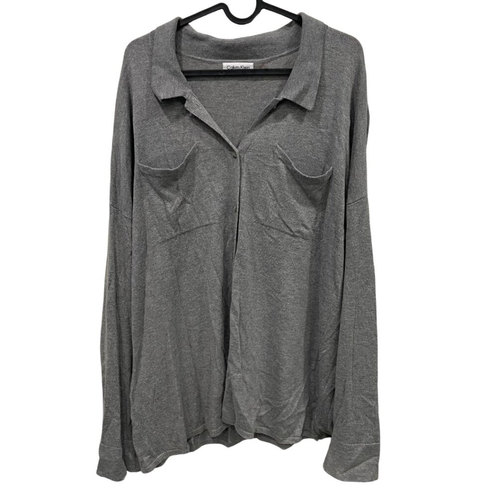 Calvin Klein Collared Long-Sleeve V-Neck